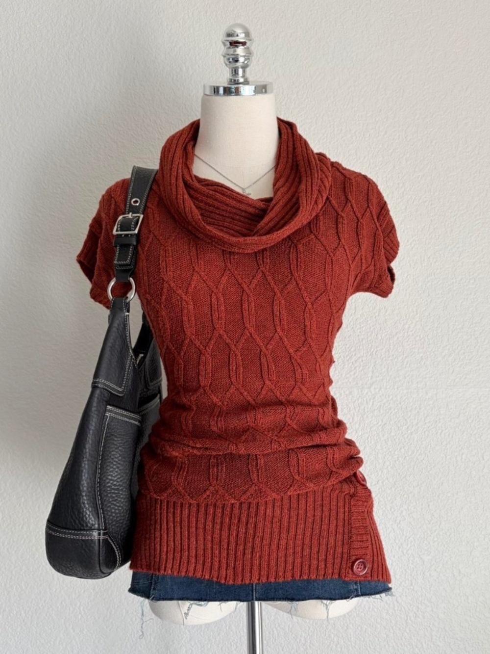 Chunky Cable Knit Mini Sweater Dress